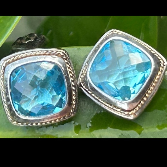 Vintage Effy 925 sterling silver 18kyellow gold blue topaz...